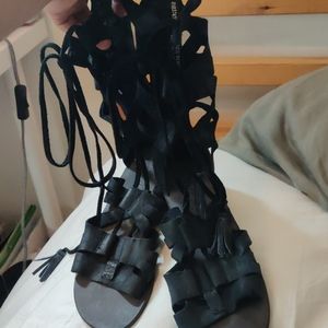 Free people black leather sandals size 38(US 8)